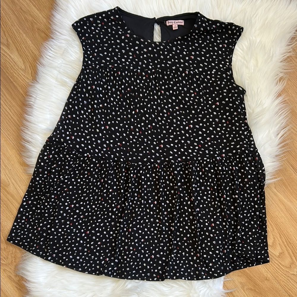 Juicy Couture Top Black Print Sleeveless Blouse  Size XS